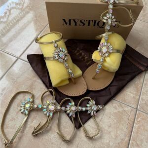 Mystique Boutique Gold Crystal gladiator/ankle strap sandals